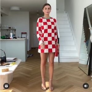 Zara NWT Plaid Knit checkered red and white dress size M